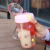 New Creative Girlish Heart Plastic Double Drinking Cup Cartoon Cute One Cup Dual-Use Cup with Straw Subnet Red Student Water Cup