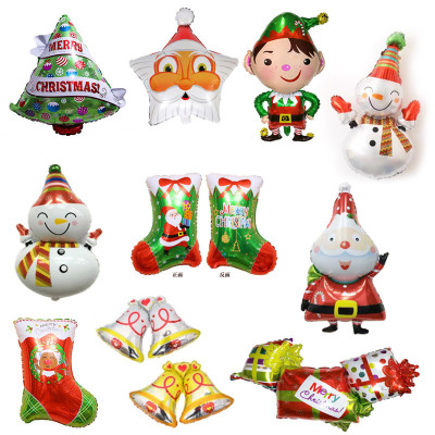 New Christmas Series Aluminum Balloon Cartoon Santa Claus Christmas Tree Gift Box Snowman Sled Balloon