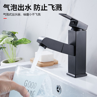 Stainless Steel Pull Faucet Bathroom Cabinet Table Basin Hot and Cold Faucet Bathroom Washbasin Pull Faucet