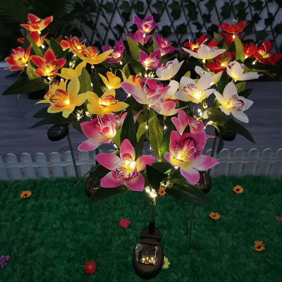 2022 New 7-Head Solar Orchid Light Outdoor Led Villa Garden Ornamental Floor Outlet Lawn Simulation Festive Lantern