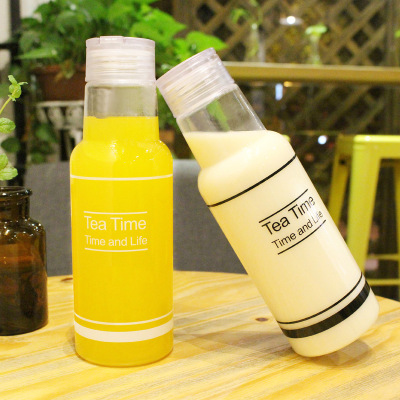 Lemon Handy Plastic Square Cup with Lid Beer Bottle Couple's Cups Korean Cola Soda Bottle