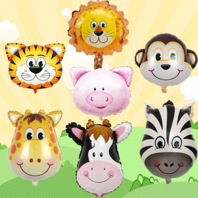 Balloon Aluminum Film Balloon Wholesale Children's Toy Layout Medium Animal Head Monkey Cow Aluminum Film Balloon Cartoon