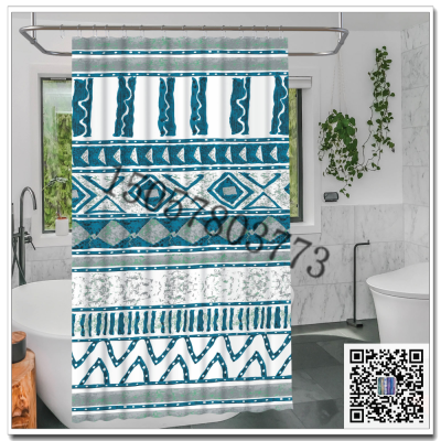 Digital Printing Waterproof Shower Curtain Opaque Punch-Free Shower Curtain Geometric Abstract Partition Curtain