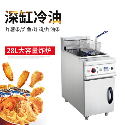 Vertical Single-Cylinder Double Sieves Electric Fryer Deep Fried Chicken Drumstick Chicken Wings and Chips Deep Fryer Pot