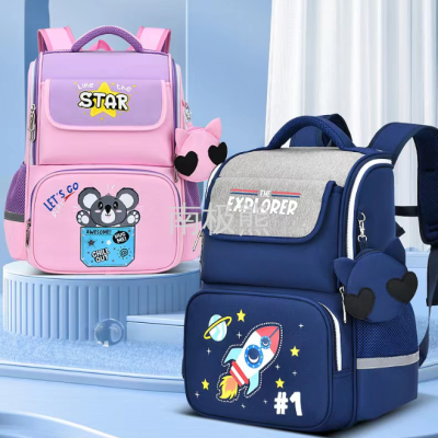 Bag Schoolbag Primary School Student Backpack New Boys and Girls Cartoon Backpack Factory Direct Sales Large Capacity Burden Reduction Schoolbag