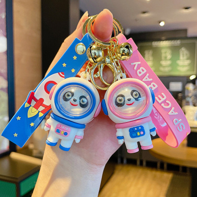 Cute Panda Astronaut Keychain Cartoon Epoxy Doll Keychain Pendant Couple Car Key Ring Wholesale