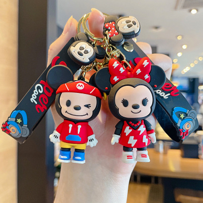 Cartoon Sweater Mickey Minnie Keychain Cute PVC Figurine Car Key Chain Handbag Pendant Accessories Wholesale