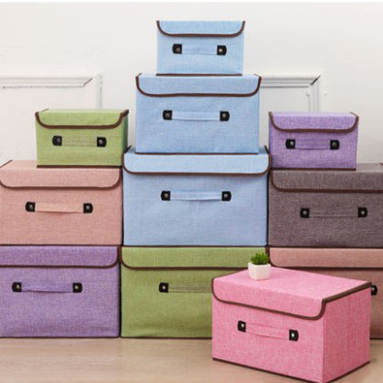 棉麻可折叠天地盖收纳箱抽屉式布艺整理箱家居防尘袋文胸收纳盒