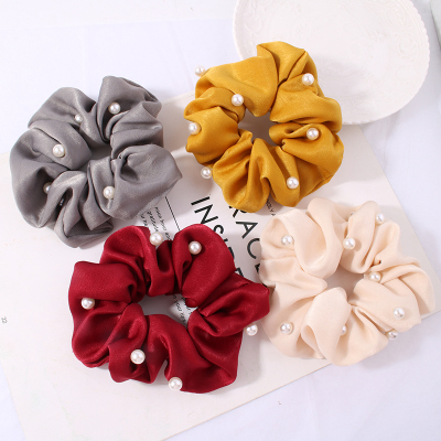Korean Pearl Cloth Hair Ring Head Rope Temperament Large Intestine Ring Ins Style Ponytail Bun Tie up the Hair Hair Rope for Women