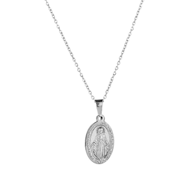 Hot Sale Cross Religious Accessories Necklace Virgin Mary Pendant Titanium Steel Necklace Gold Accessories