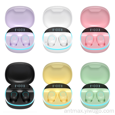 Macaron Color Wireless Bluetooth Headset 3D Surround Stereo Large Capacity Charging Bin Number Display Touch Key