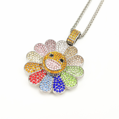 Hot Sale SUNFLOWER Sunflower Colorful Fashion jewelry Rotating Pendant Necklace