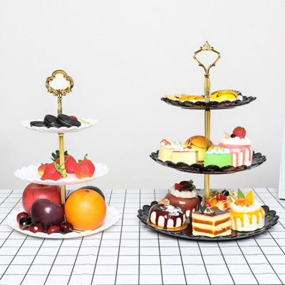 Amazon Foreign Trade European-Style Three-Level Light Refreshment Shelf Fruit Plate Wedding Decoration Cake Stand Snack Candy Plate Shelf
