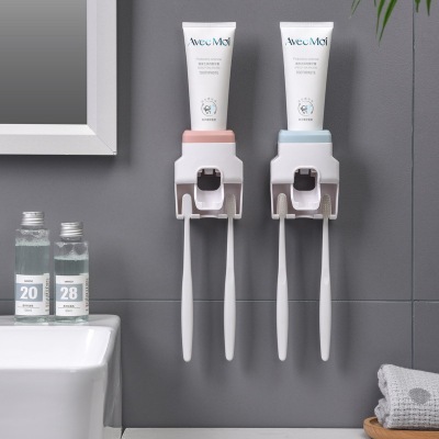 Nordic Plain Toothpaste Holder Punch-Free Wall Hanging Automatic Toothpaste Dispenser Toothbrush Rack