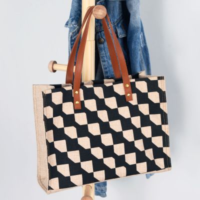 Korean Style Women's Handbags Women's Plaid Professional Commuter Bag Fashion Large Capacity Linen Tote Bag Wholesale