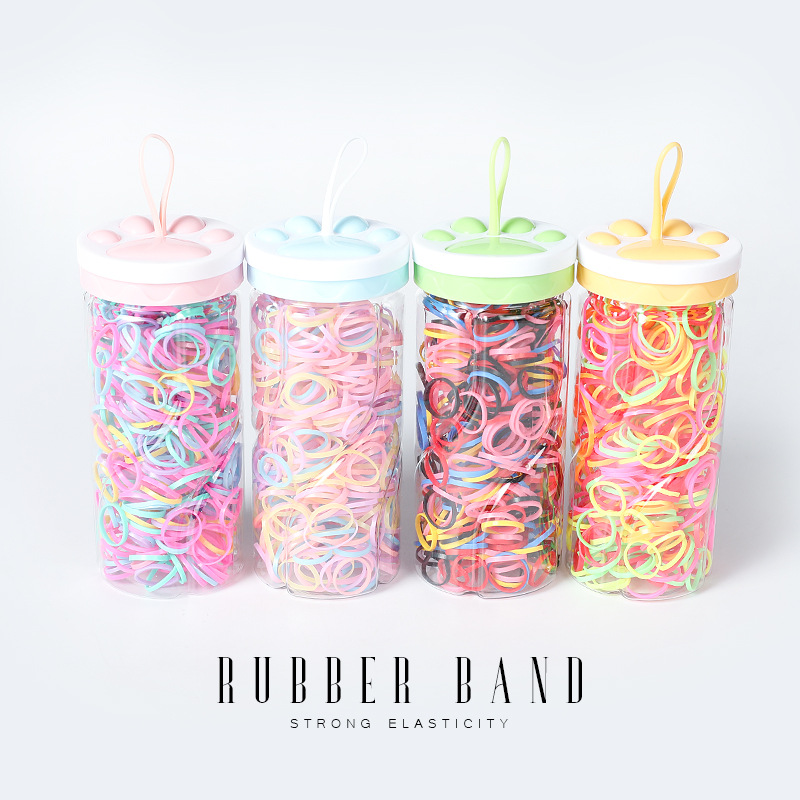 新款可爱猫爪杯一次性小皮筋儿童发饰高弹不伤发加厚彩色发圈发绳