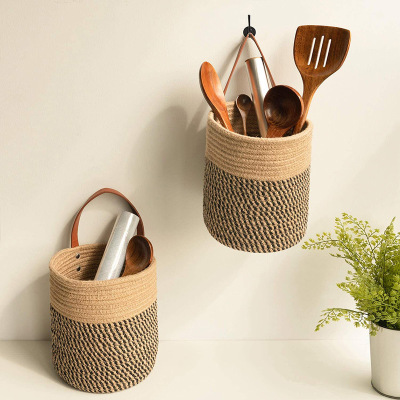 Plant Chlorophytum Rattan-like Wall Hanging Flower Pot Knitted Basket Hand-Planted Artificial Flower Handmade Hanging Basket Pot