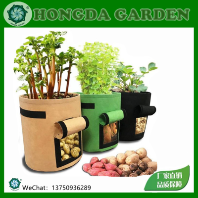 Potato Planting Sack Felt Non-Woven Fabric Plant Planting Barrel Tomato Potato Doll Strawberry Felt Planting Green Bag