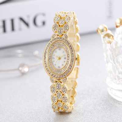 2022 New Diamond Luxury Elegant Oval Dial Bracelet Watch Women's Fashion All-Match Quartz Watch
