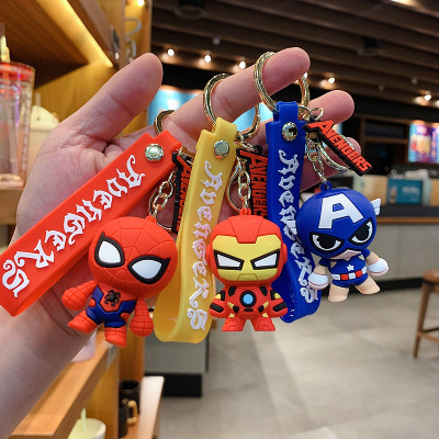 Spider-Man Car Creative Key Chain Iron Man Figurine Doll Key Pendants Cartoon Schoolbag Pendant Key Ring