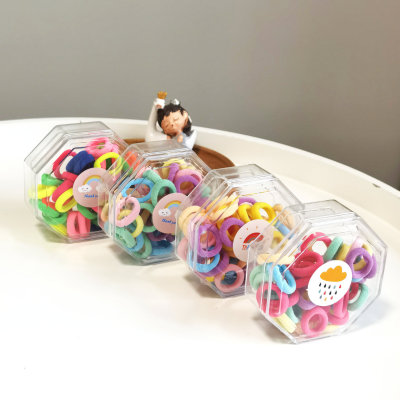 Candy Color Towel Ring Octagonal Box 40 Pieces Baby Hair Accessories Simple Not Hurt Hair Thumb Ring Factory Direct Sales