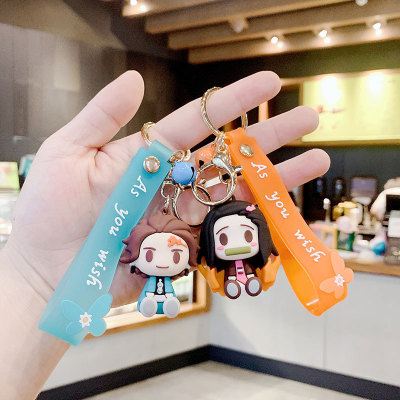 Cartoon Kimetsu No Yaiba Key Chain Silicone Creative Schoolbag Cute Key Pendant Doll Pendant Ornaments for Couple Keychain