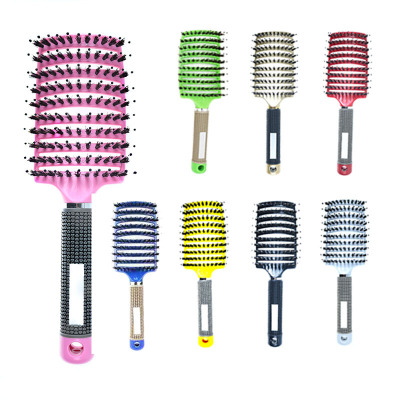 Bristle Big Curved Comb Massage Styling Comb Fluffy Curved Vent Comb Straight Hair Wide Tooth Hairdressing Straight Hair Men and Women Comb