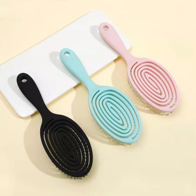 Elastic Paint Massage Fluffy Mosquito-Repellent Incense Comb Relaxer Curling Comb Hollow Plastic Curved Logo Runway Comb