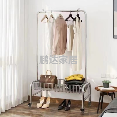 Clothes Rack Floor Bedroom Simple Coat Rack Internet Celebrity Household Mobile Clothes Hanger Multifunctional Storage Shelf