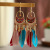 Korean White Long Style Tassel Feather Earrings Women Bohemian Personality Bead Stud Earrings Jewelry Wholesale