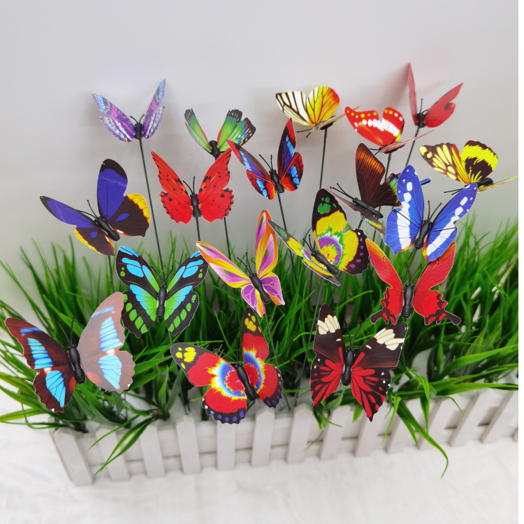 7CM单层蝴蝶花园插件装饰工艺品  花插   地插