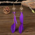 European and American Retro Colorful Chain Tassel Earrings Bohemian Feather Yiwu Accessories Creative Long Earrings Wholesale