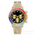 European and American Men's Stainless Steel Watch Colorful Crystals Diamond Men's Watch Roman Scale Calendar Hip Hop Watch Full Diamond Watch