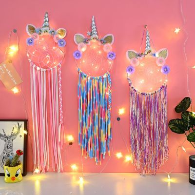 INS Nordic Style Unicorn Dream Catcher Pendant Children's Room Cute Wall Hanging Home Decoration Wind Chimes Pendant Wholesale