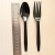 Factory Wholesale Disposable Plastic Knife and Fork Spoon Metal Printing Thick Cutlery Black PS Spoon 20 PCs