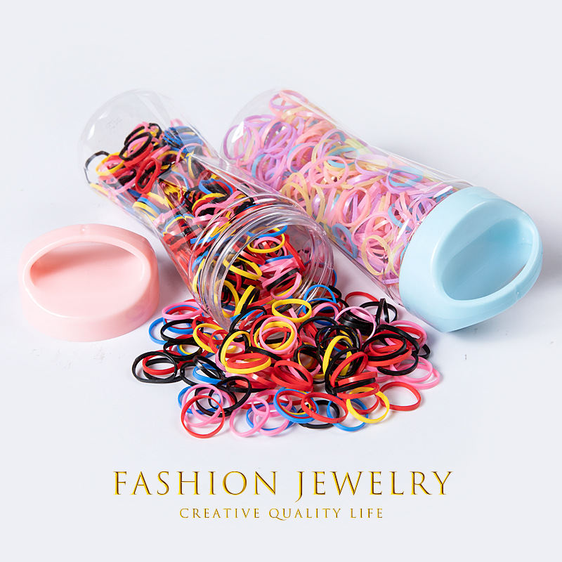 一次性扎头发橡皮筋不伤发儿童发圈黑色头绳韩国罐装头饰宝宝发绳