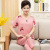 Middle-Aged and Elderly Poplin Pajamas Women's Summer Thin Short-Sleeved Two-Piece Suit Cotton Artificial Cotton Loose Embroidered Home Wear
