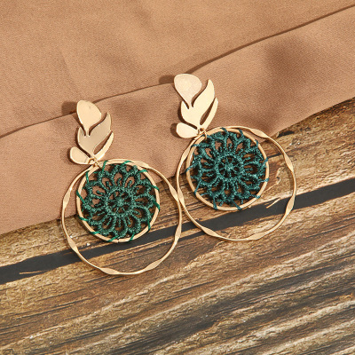 Lightweight Dreamcatcher Flower Woven Earrings for Women Amazon New European and American Tassel Earrings Creative Gifts