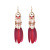 Long Earrings Red Vintage Water Drop Bead Tassel Earrings Bohemian Long Feather Earrings for Women