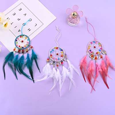 Creative Feather Pendant Small Dreamcatcher Mixed Color Feather Car Pendant Car Accessories Girl Heart Gift Decoration