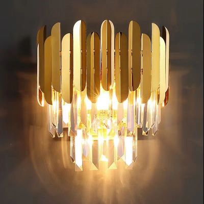 Modern Stainless Steel Light Luxury Led Aisle Hotel KTV Shopping Mall Hotel Bed Modular Plug Wall Lamp Wholesale 8020