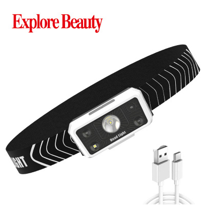 New Portable Smart Wave Induction Headlamp Outdoor Riding Night Fishing Running Headlamp Factory Wholesale