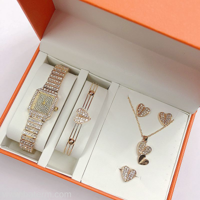 Cross-Border Starry Bracelet Watch Women + Necklace + Bracelet + Ring + Earrings Gift Box Jewelry Gift Watch