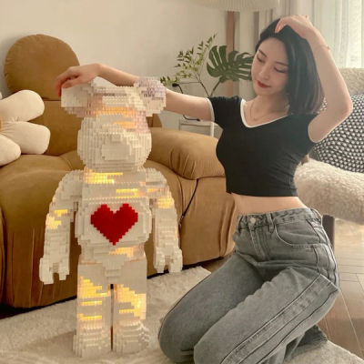 Internet Celebrity Violent Bear Fashion Brand KAWS Assembled Bearbrick Ornaments Compatible with Lego Small Particle Building Blocks Toy Gift