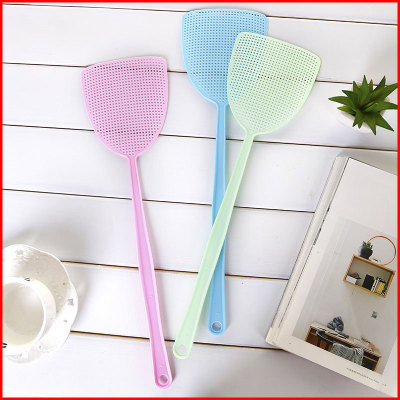 Household Plastic Long Handle Swatter Durable Mesh Flies Racket Mosquito Racket Summer Manual Lengthened Handle Fly Killer Racket