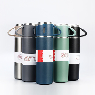New 304 Stainless Steel Vacuum Thermos Cup Set Gift Portable Handbag Gift Box Water Cup Printed Logo