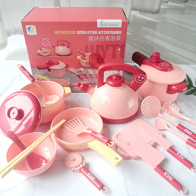 Cross-Border Supply Children 'S New Simulation Play House Kitchen Toy Girl Simulation Cooking Tableware Set Wholesale