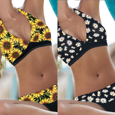 Swimsuit European and American New AliExpress Amazon Hot Sale Sunflower Digital Printing Bikini