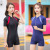 2020 New Swimsuit Jiehu 8111 Style with Chest Paste Cross-Border Supply Boxer Slim Swimsuit One-Piece Swimsuit for Women