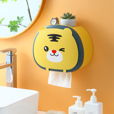 Cartoon Face Cloth Storage Box Wall-Mounted Tissue Storage Box Punch-Free Magnetic Roll Paper Napkin Box Hot Sale